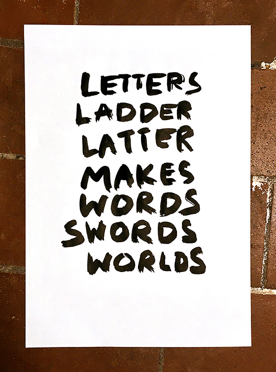 Sox Berlin Hannah Rath LETTERS LADDER LATTER MAKES WORDS SWORDS WORLDS